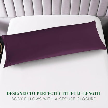 Elegant Comfort Luxury Ultra-Soft 1-Piece Body Pillowcase - 1500 Premium Hotel Quality Microfiber Double Brushed - Wrinkle Resistant, Body Pillowcase Size, Purple