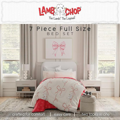 Lamb Chop Bedding Set, Full Size 7-Piece Super Soft Fluffy Reversible Comforter & Sheet Set with Sham, (100% Officially Licensed Product) by Franco Collectibles