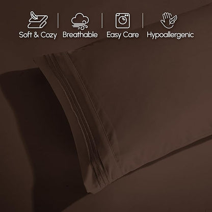 Elegant Comfort Luxurious 1500 Premium Hotel Quality Microfiber 4-Piece Sheet Set, 18-24 Inches Deep - Extra Deep Pocket Sheets - Ultra Soft 4PC Deep Pocket Sheets, California King, Chocolate Brown