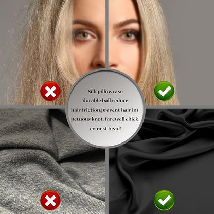 Silk Pillow Cases 2 Pack,Soft Breathable and Sliky Queen Size Pillow Cases Set of 2,Natural Mulberry Silk Pillowcase Set of 2 for Hair and Skin with Hidden Zipper (Black,20"X 30",2pcs)
