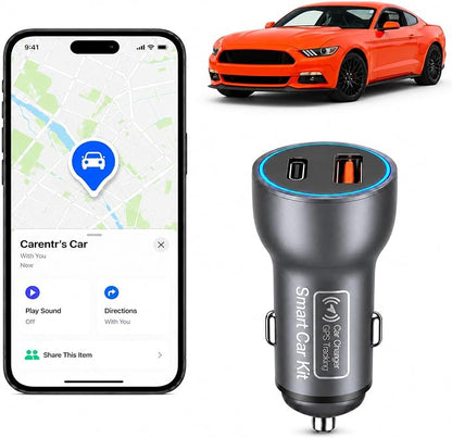 GPS Tracker for Vehicles, Car GPS Tracker Hidden with Charging Port, Real-Time Vehicle Tracking Device for Cars, Anti-Theft GPS Locator & Parking Finder, No Monthly Fee, No SIM Card, iOS Only