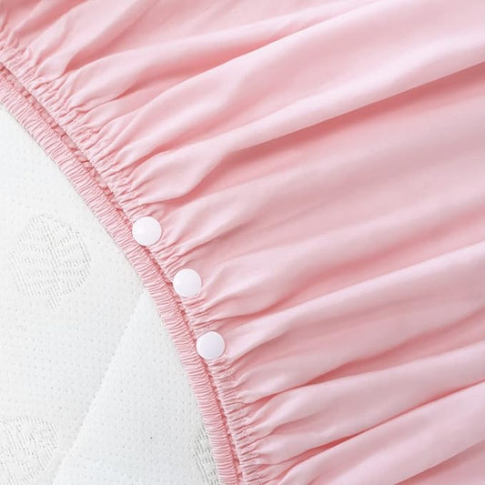 Crib Skirt Pleated Dust Ruffle Pink Nursery Room Decor for Girls Boys Crib Toddler Bedding 14" Drop fit Standard Crib Toddler Bed Skirts Machine Washable
