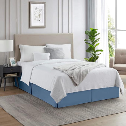 Nestl Blue Heaven Twin Bed Skirt - Twin Size Bed Skirt 14 Inch Drop - Brushed Microfiber Bed Skirts - Hotel Quality Pleated Bed Skirt - Shrinkage & Fade Resistant