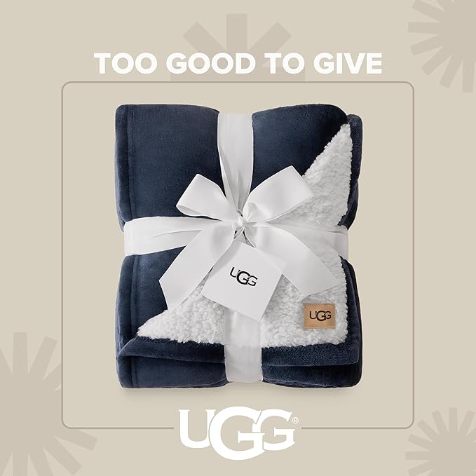 UGG Nita Twin Blanket, Luxury Soft Twin XL Warm Blanket for Bed or Extra Large Throw for Couch, Cozy Bedding, Dorm or Bedroom Decor, 60-inch x 90-inch, Navy Blue