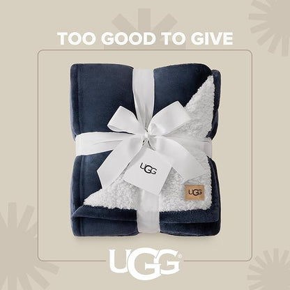UGG Nita Twin Blanket, Luxury Soft Twin XL Warm Blanket for Bed or Extra Large Throw for Couch, Cozy Bedding, Dorm or Bedroom Decor, 60-inch x 90-inch, Navy Blue
