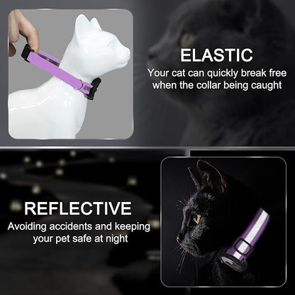 Reflective AirTag Cat Collar, Integrated Cat Collar with Air Tag Holder | Built in AirTag Holder, Adjustable 7-13in for Cats, Kittens and Puppies, Safety Elastic Band, Reflective for Night Walking