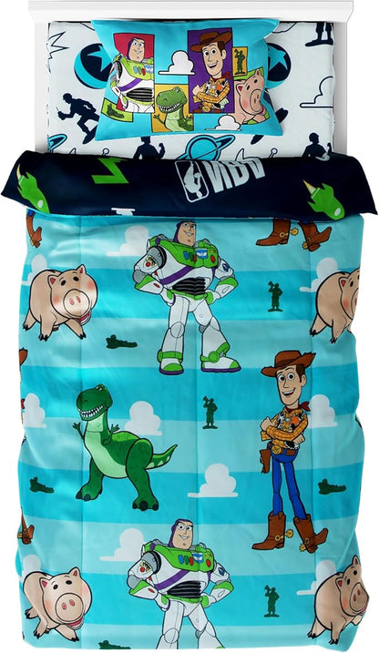 Northwest Disney Toy Story Twin Comforter Set, Reversible Buzz Lightyear & Woody Design, Ultra Soft Fade Resistant Microfiber Kids Bedding Set, Officially Licensed