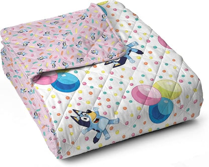 Northwest Bluey Balloon Celebration Quilted Throw Blanket – Official Cartoon Throw Blanket Featuring Bluey, for Adults Boys Girls Bed, Couch, or Playroom, 60 x 80 Inches