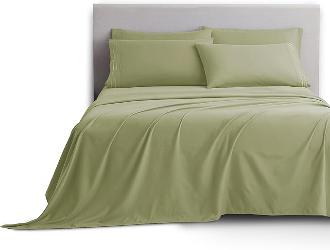 Clara Clark Twin Sheets, 5 Piece Set - Hotel Luxury Sheets for Twin Size Bed, Super Soft Bedding Set, Twin Size, Sage Green