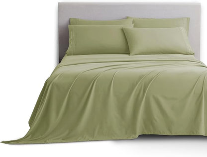 Clara Clark Twin XL Sheets, 5 Piece Set - Hotel Luxury Bed Sheets, Super Soft Bedding Set, Twin XL Size, Sage Green