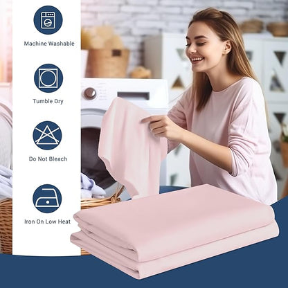 Pillowcases Queen 4 Pack, 20x30 Pillow Cases with Envelope Closure, Soft Plain Brushed Microfiber Covers Breathable Wrinkle-Resistant, Pink