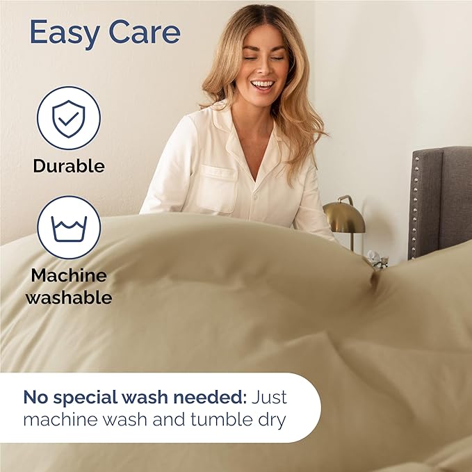 Full 6 Piece Sheet Set - Comfy Breathable & Cooling - Ultra Soft Hotel Luxury Bedding Set with 8-16 Inch Deep Pockets - 1 Flat & 1 Fitted Sheet & 4 Pillowcases - Cozy, Wrinkle Free & Easy Care - Beige
