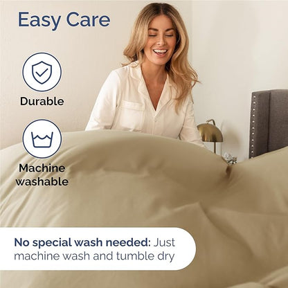 Full 6 Piece Sheet Set - Comfy Breathable & Cooling - Ultra Soft Hotel Luxury Bedding Set with 8-16 Inch Deep Pockets - 1 Flat & 1 Fitted Sheet & 4 Pillowcases - Cozy, Wrinkle Free & Easy Care - Beige