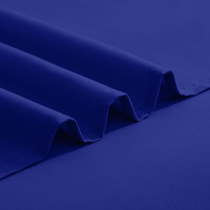 Elegant Comfort Luxurious 1500 Premium Hotel Quality Microfiber Three Line Embroidered Softest 4-Piece Bed Sheet Set, Wrinkle and Fade Resistant, RV Short Queen, Royal Blue
