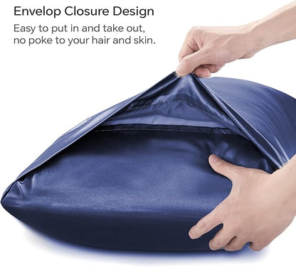 BEDELITE Satin Body Pillow Cover, Super Soft and Cooling Body Pillow Pillowcase for Hair and Skin, Breathable Silky Full Long Pillowcase Cover(20"x54", Navy)