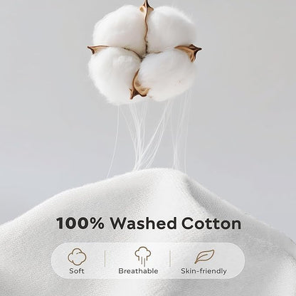 JELLYMONI Washed Cotton Duvet Cover - Off White, Twin Size 68x90 Inches, 2-Piece Bedding Set with Button Closure, Includes 1 Duvet Cover & 1 Pillowcase (Comforter Not Included)