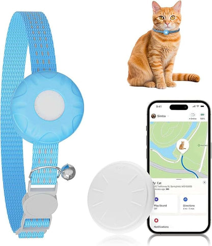 GPS Tracker for Cats - No Monthly Fee Cat Tracker, Waterproof Real-Time Tracking Collar for Pets, Kids,Luggage & Assets | 367-Day Battery Life | iOS Compatible | Anti-Lost Tracker Device (Blue)
