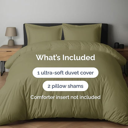 Duvet Cover Cal King Size Set - Extra Soft Cal King Duvet Cover 104" x 98" with 2 Pillow Shams - Hotel Luxury, Easy Care & Fade Free w/ Zipper Closures & Ties - Comfy, Cozy & Breathable (Sage Green)