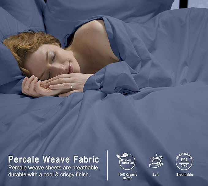 RUVANTI 100% Organic Cotton Sheets Twin XL, Percale Weave, GOTS Certified, 3-Piece Set, Deep Pocket 15", Crisp & Breathable, Soft Durable Bedding, Sábanas Algodón Orgánico – Wild Wind
