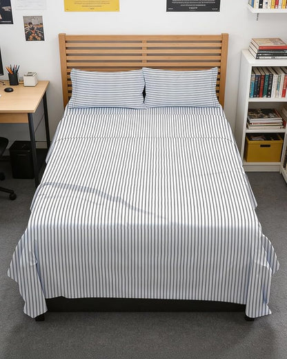 Full XL Bed Sheet - 4 Piece Full XL Bed Sheets Set - Soft, Breathable & Cooling - Hotel Luxury Bedding for Women, Men, Kids, Teens, Boys & Girls - Deep Pockets, Fade and Wrinkle Free - Grey Stripes
