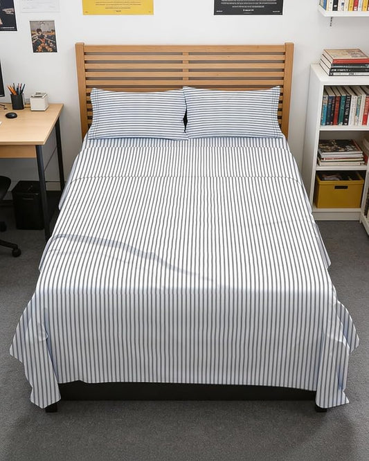 Full XL Bed Sheet - 4 Piece Full XL Bed Sheets Set - Soft, Breathable & Cooling - Hotel Luxury Bedding for Women, Men, Kids, Teens, Boys & Girls - Deep Pockets, Fade and Wrinkle Free - Grey Stripes