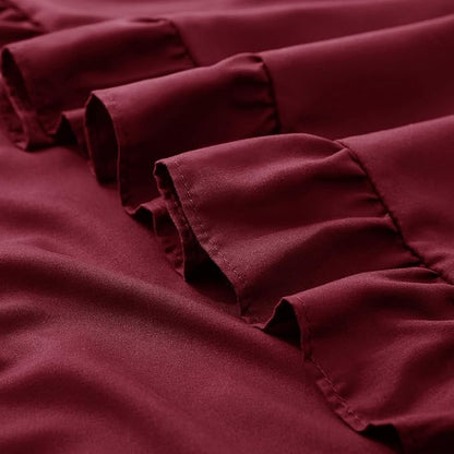 KKJIAF Ruffle Pillow Cases Queen Size Set of 2, Ruffled Pillow Covers with Envelope Closure, Wrinkle Resistant Ruffled Pillow Shams 20" x 30", Burgundy