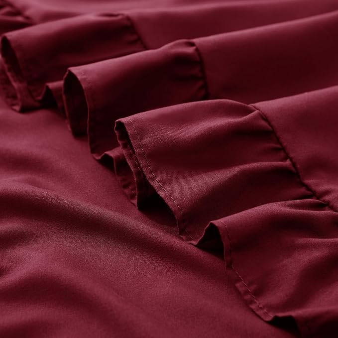KKJIAF Ruffle Pillow Cases King Size Set of 2, Ruffled Pillow Covers with Envelope Closure, Wrinkle Resistant Ruffled Pillow Shams 20" x 36", Burgundy