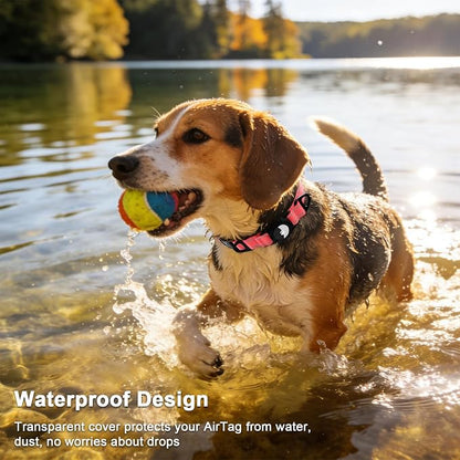 Taglory AirTag Dog Collar with Waterproof Holder for Large Dogs, Baby Pink | Reflective for Night Walks & Low-Light Safety, Track Your Pup Peace of Mind, Adjustable Soft Padded, No More Dangling Tags XL