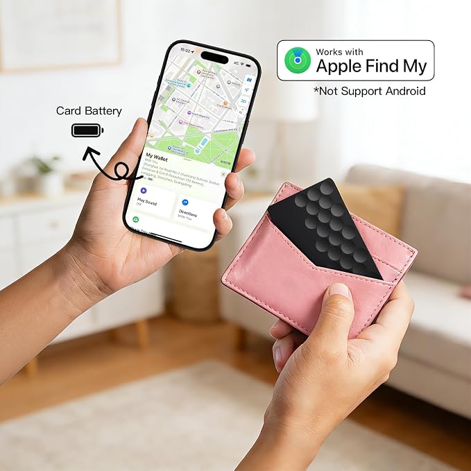 2026 Apple MFi Certified Wallet Tracker Smart Card for Find My iPhone Ultra Thin Air Tracker Tag for Travel, 5 Years+ Staying Power, IP69 Waterproof, Key Finder & Item Locator for Keys, Bags, Passport