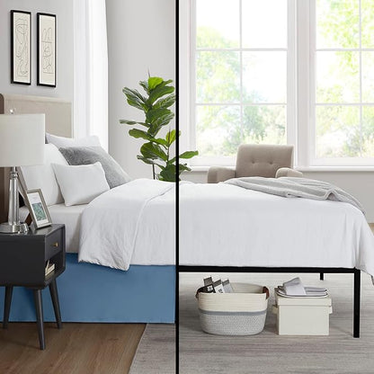 Nestl Blue Heaven Twin Bed Skirt - Twin Size Bed Skirt 14 Inch Drop - Brushed Microfiber Bed Skirts - Hotel Quality Pleated Bed Skirt - Shrinkage & Fade Resistant