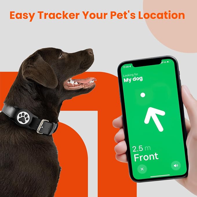 Waterproof Airtag Dog Collar Holder for Apple Air Tag, Silicone Dog Airtag Holder for Dogs & Cat Collars(Black)