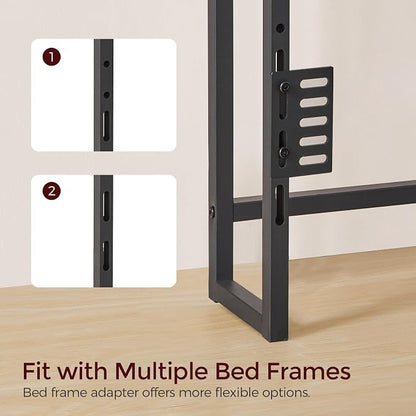 MAHANCRIS Headboard Queen Size with 2 Power Strips and Flip Door Storage | Industrial Queen Headboard with Adjustable Bed Frame Adapters, 95° Backrest, Easy Assembly, Sturdy Construction, Black