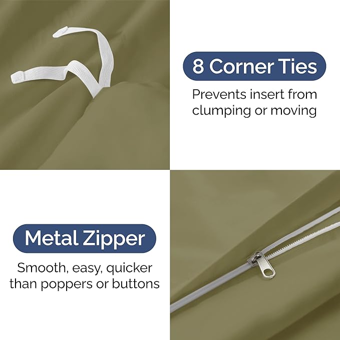 Duvet Cover Cal King Size Set - Extra Soft Cal King Duvet Cover 104" x 98" with 2 Pillow Shams - Hotel Luxury, Easy Care & Fade Free w/ Zipper Closures & Ties - Comfy, Cozy & Breathable (Sage Green)