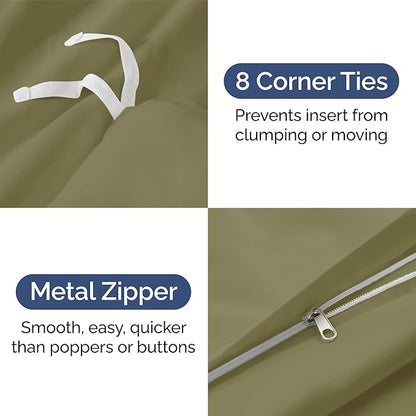 Duvet Cover Cal King Size Set - Extra Soft Cal King Duvet Cover 104" x 98" with 2 Pillow Shams - Hotel Luxury, Easy Care & Fade Free w/ Zipper Closures & Ties - Comfy, Cozy & Breathable (Sage Green)