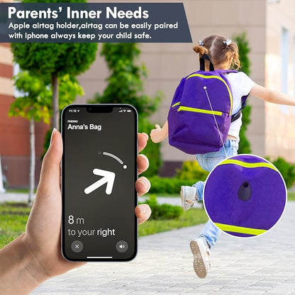 2 Pack Airtag Holder for Kids Hidden,GPS Tracker Case, Anti-Removal Airtag Silicone Case with Pins, Suitable for Children, Elderly, Pets, Backpack, Luggage(White,Black)
