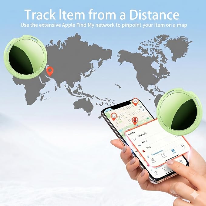2 Pack Tracker Tags Finder Apple Find My MFi Certified Waterproof iOS Only | Bluetooth Air Smart Tags Item Finder Locator Worldwide Tracking for Key Pets Wallet Backpack Dogs Luggage Replaceable Battery