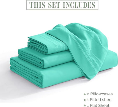 Elegant Comfort Luxurious 1500 Premium Hotel Quality Microfiber 4-Piece Sheet Set, 18-24 Inches Deep - Extra Deep Pocket Sheets - Ultra Soft 4PC Deep Pocket Sheets, California King, Paradise Teal
