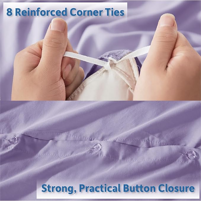 Nestl Twin Duvet Cover Set - Soft Double Brushed Lavender Duvet Cover Twin XL, 2 Piece, with Button Closure, 1 Duvet Cover 68x90 inches and 1 Pillow Sham
