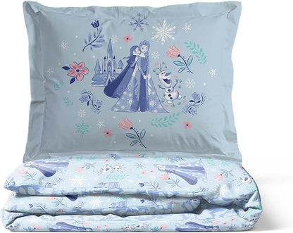 Jay Franco Kids Duvet Cover Set with Sham & Pillowcase – Ultra-Soft Bedding for Room Decor, Cover ONLY Comforter NOT Included, Blue - Frozen, 3 Piece Full