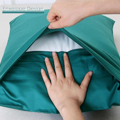WINLIFE King Pillowcases Set of 2, 100% Cotton King Pillow Cases 2, 20×36 inches Envelope Closure, Soft and Breathable Pillow Cover, Dark Teal