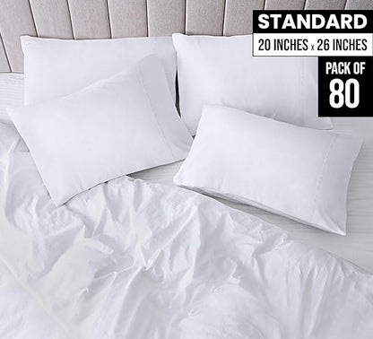 Utopia Bedding Standard Pillow Cases - 80 Pack - Envelope Closure - Soft Brushed Microfiber Fabric - Pillow Covers 20 X 26 Inches (Standard, White)