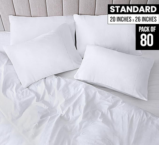 Utopia Bedding Standard Pillow Cases - 80 Pack - Envelope Closure - Soft Brushed Microfiber Fabric - Pillow Covers 20 X 26 Inches (Standard, White)