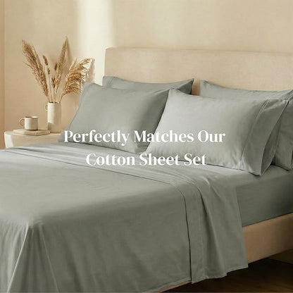 Beckham Hotel Collection Pillowcases King Size Set of 2, Cool Touch Cotton Sateen Fabric, 500TC, Silky Smooth & Soft, Open End, Aqua Gray