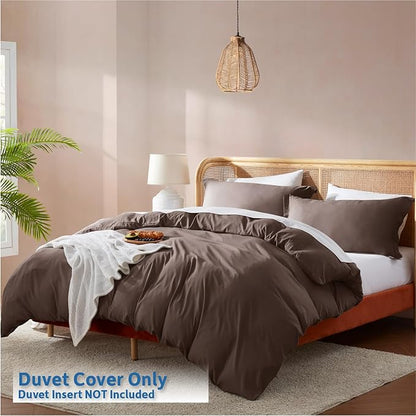 Nestl Chocolate Brown California King Duvet Cover Sets - Soft Double Brushed Cal King Duvet Cover, 3 Piece, with Button Closure, 1 Duvet Cover 104x98 inches and 2 Pillow Shams