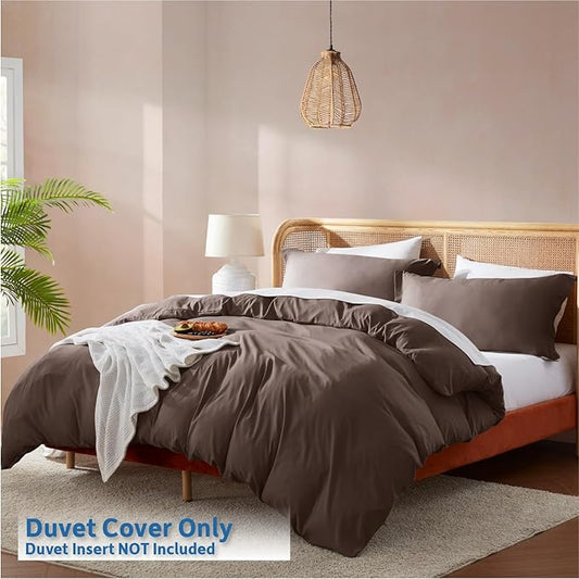 Nestl Chocolate Brown California King Duvet Cover Sets - Soft Double Brushed Cal King Duvet Cover, 3 Piece, with Button Closure, 1 Duvet Cover 104x98 inches and 2 Pillow Shams