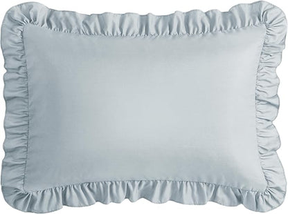 KKJIAF Ruffle Body Pillow Cases Set of 1, Ruffled Pillow Covers with Envelope Closure, Wrinkle Resistant Ruffled Long Pillow Shams 20" x 54", Dusty Blue