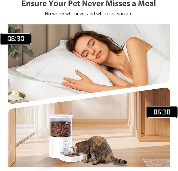 PETULTRA Automatic Cat Feeder: 4L Timed Cats Food Dispenser Programmable | Easy to Set, Dual Power, Precise Portion, Auto Pet Feeder with Desiccant Bag, Detachable Washable for Cats and Small Dog