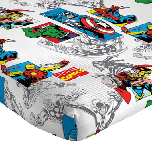Jay Franco Kids Sheet Set with Fitted, Flat Sheets & Pillow Cover - Ultra-Soft Bedding with Pillowcase for Room Decor, White - Avengers, 3 Piece Twin