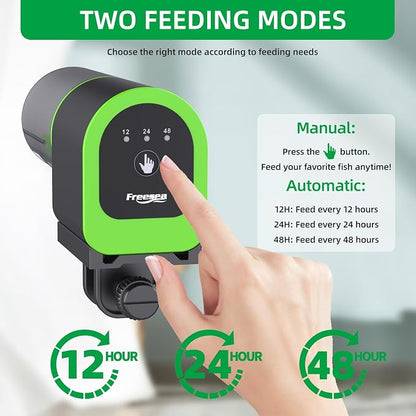 FREESEA Automatic Fish Feeder for Aquarium: Small Vacation Betta Feeder | 100ml USB Rechargeable Auto Fish Food Dispenser with Timer for Small Tank