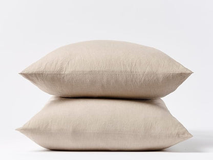 Coyuchi Crinkled Percale Pillowcase Set of 2 – 100% GOTS Certified Organic Cotton, Soft & Cool Standard Pillowcases, Breathable Medium Weight Cotton (Hazel Chambray)
